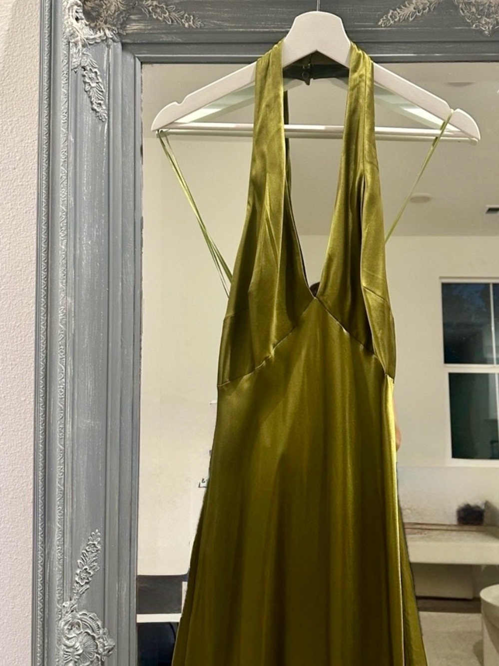 Reformation Daniela Silk Dress | Olive Green | NWT - Picture 10 of 10